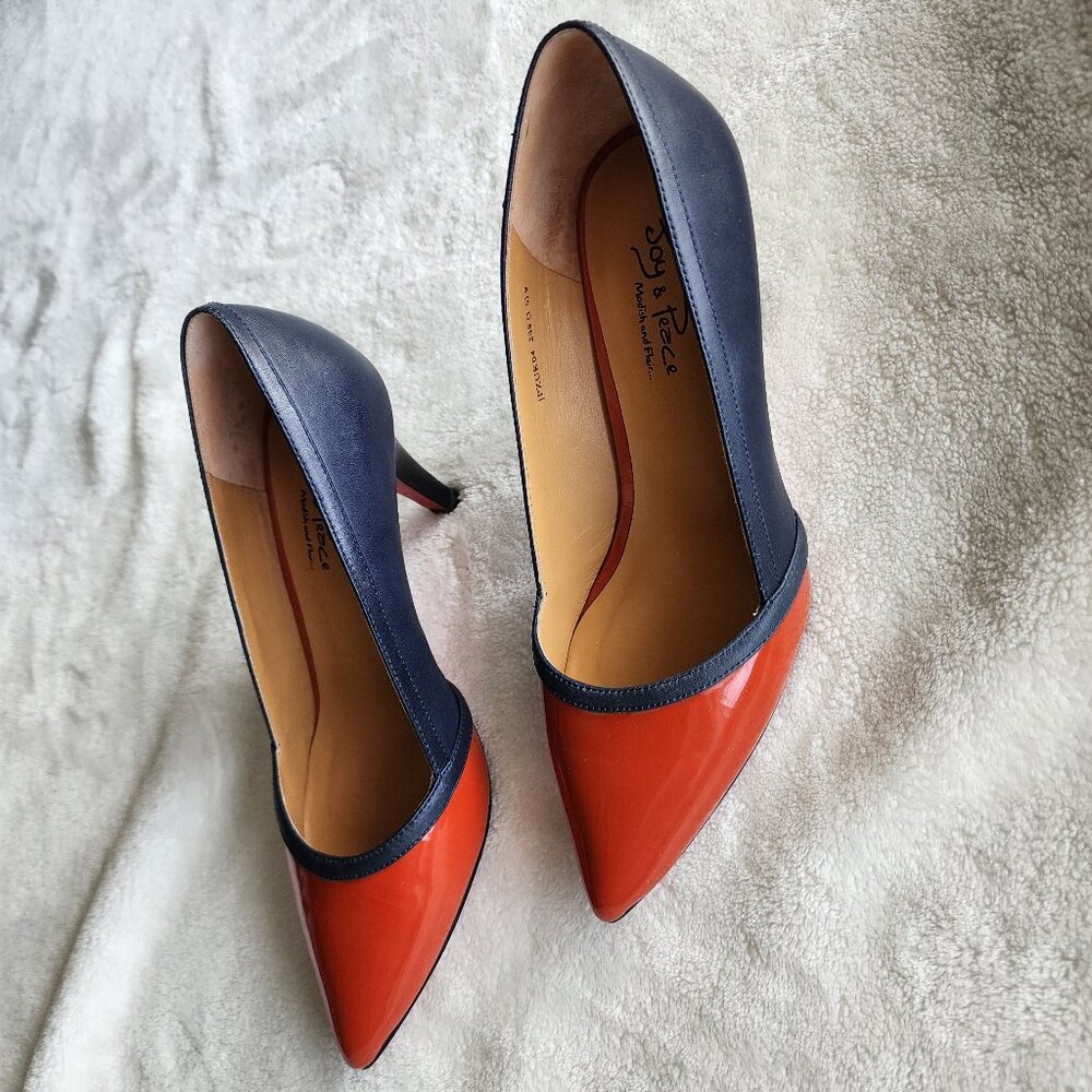 Joy & Peace Navy & Red Leather Heels